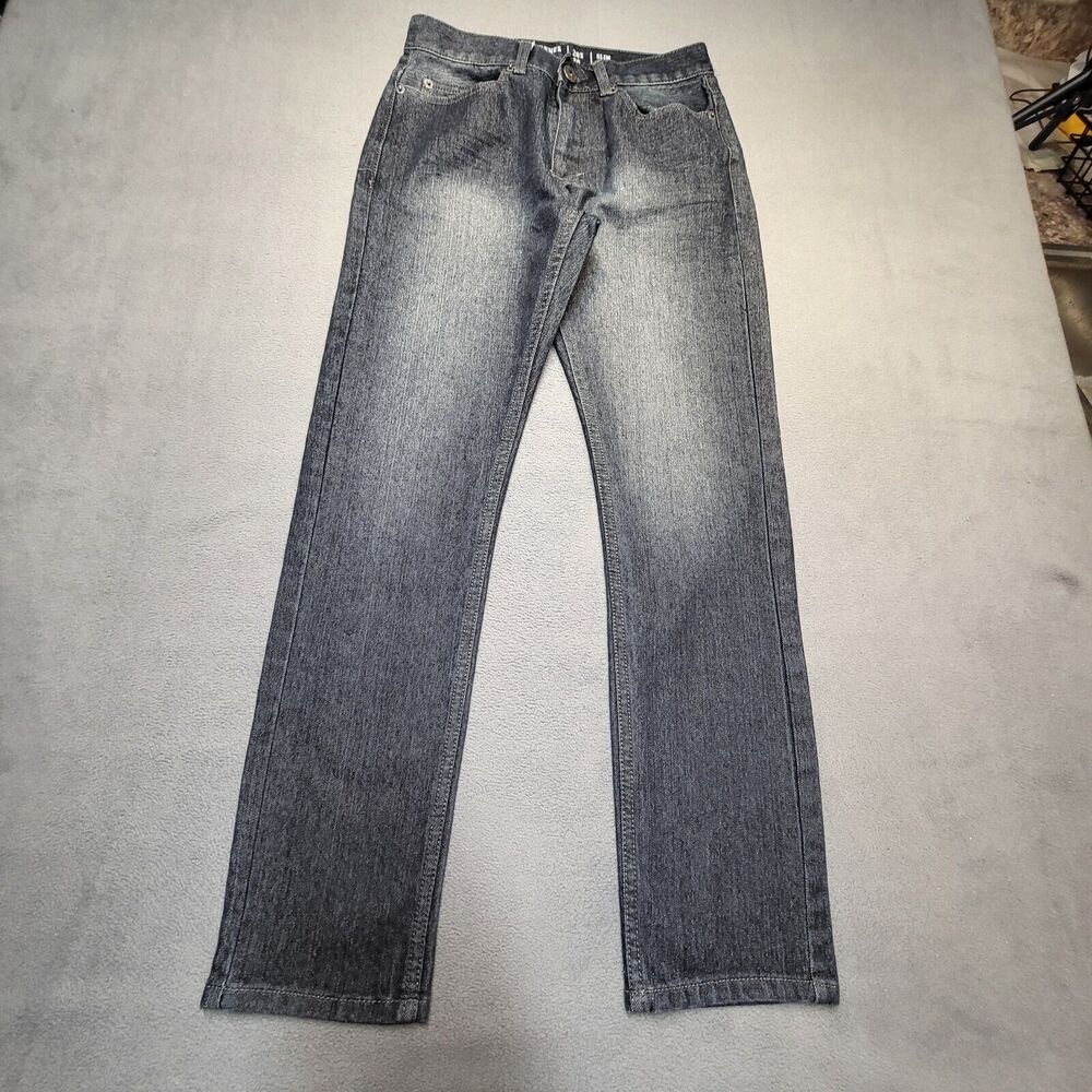 Vintage Genes Jeans Mens 28x29 Blue Black Denim Straight Leg Distressed